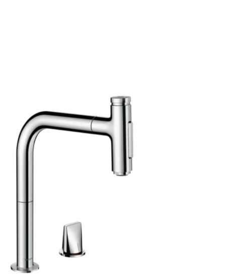 Drezová batéria Hansgrohe Metris s vyťahovacou spŕškou
