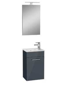Kúpeľňová skrinka s umývadlom zrcadlem a osvětlením Vitra Mia 39x61x28 cm v antracitovej farbe lesk MIASET40A