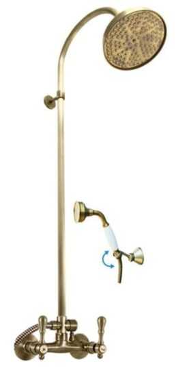 Sprchová batéria RAV Slezák MORAVA so sprchovacím setom 150 mm stará mosadz MK481.5/3SM