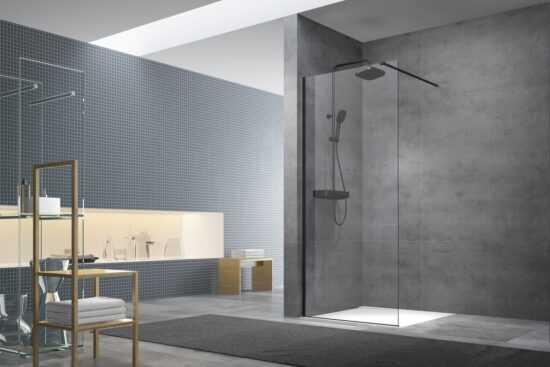 Sprchová zástena Walk-In 120 cm s profilom a zavetrením SAT Walk-in čierna SATBWI120PRC