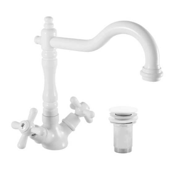 Umývadlová batéria RAV Slezák MORAVA s clic-clacom biela MK121.0/8B
