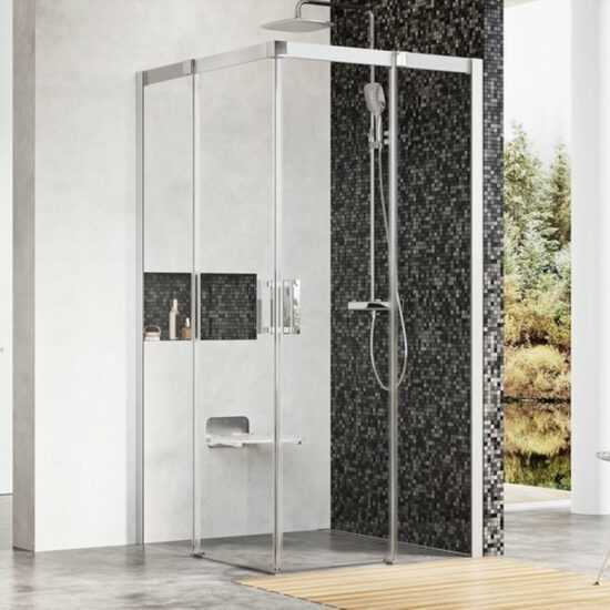Sprchový kút štvorec 80x80x195 cm Ravak Matrix chróm matný 1WV44U00Z1