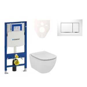 Cenovo zvýhodnený závesný WC set Geberit do ľahkých stien / predstenová montáž + WC Ideal Standard Tesi 111.300.00.5NE5