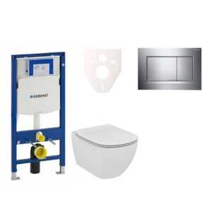Cenovo zvýhodnený závesný WC set Geberit do ľahkých stien / predstenová montáž + WC Ideal Standard Tesi 111.300.00.5NE6