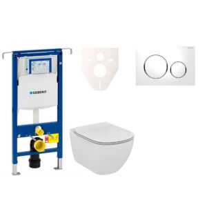 Cenovo zvýhodnený závesný WC set Geberit do ľahkých stien / predstenová montáž + WC Ideal Standard Tesi 111.355.00.5NF4