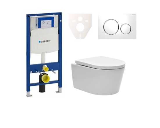 Cenovo zvýhodnený závesný WC set Geberit do ľahkých stien / predstenová montáž + WC SAT Brevis SIKOGES3W4