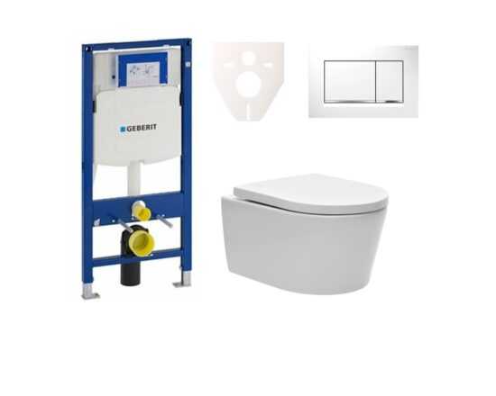 Cenovo zvýhodnený závesný WC set Geberit do ľahkých stien / predstenová montáž + WC SAT Brevis SIKOGES3W5