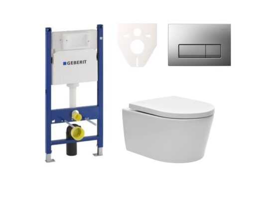 Cenovo zvýhodnený závesný WC set Geberit do ľahkých stien / predstenová montáž + WC SAT Brevis SIKOGES7W8
