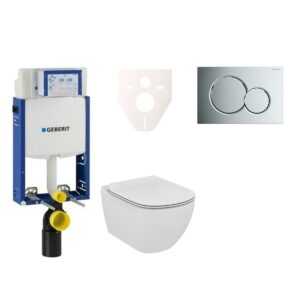 Cenovo zvýhodnený závesný WC set Geberit na zamurovanie + WC Ideal Standard Tesi 110.302.00.5NE2