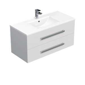 Kúpeľňová skrinka s umývadlom Naturel Cube Way 100x53x46 cm biely lesk CUBE461002BIMOD
